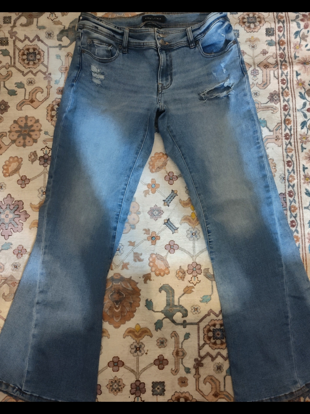 Aeropostale Women's Medium Blue Flare Wide Leg Jeans